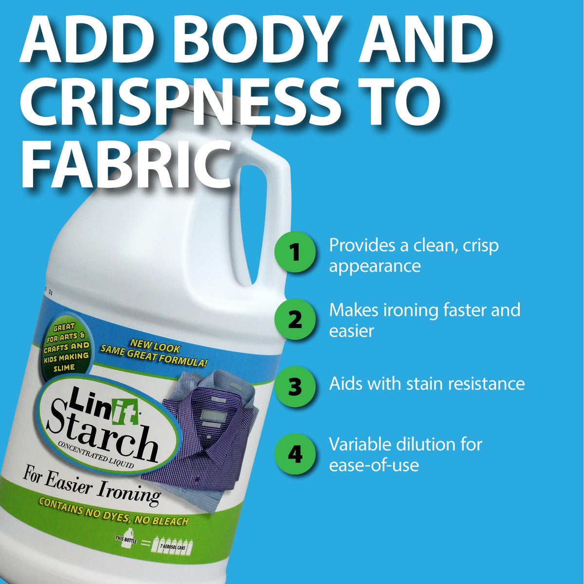 Linit Starch Crisp Classic Finish Liquid Starch for Ironing, 64 Oz.