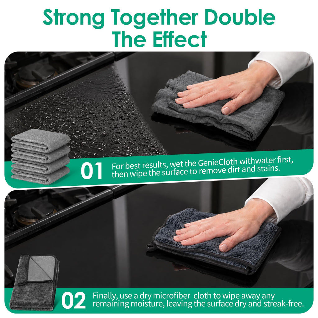 5PC Genie Cloth Magic Cloth for Glass,Windows, Bathroom,Reusable Lint Free