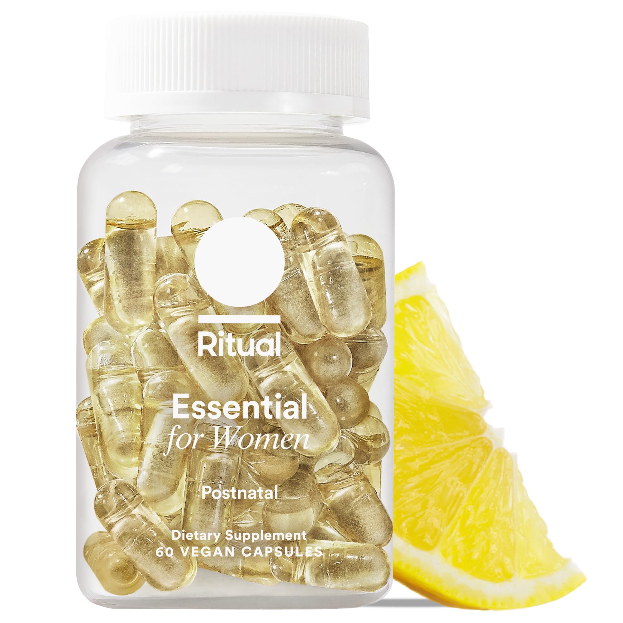 Ritual Women's Postnatal Multivitamin - 60 Capsules - 30 Servings | Key Essential Vitamins and Minerals - Support Mom and Baby Postpartum, Throughout Lactation* - Choline, DHA - Vegan - Citrus