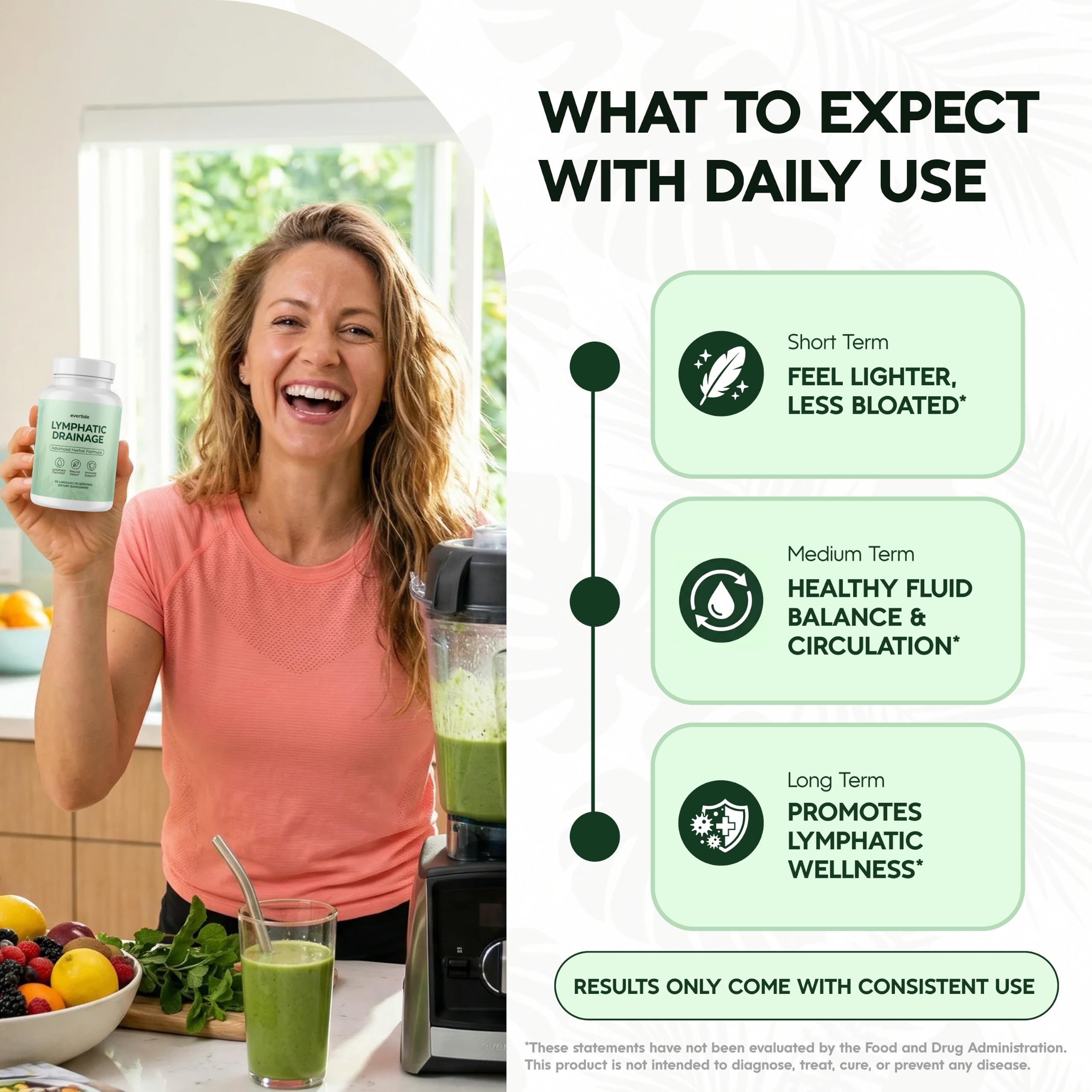 evertide Lymphatic Drainage Supplement - Lymphatic Support for Fluid Balance, Detox & Immune Health with Echinacea, Elderberry, Dandelion & Turmeric - 60 Capsules, 30 Day Supply