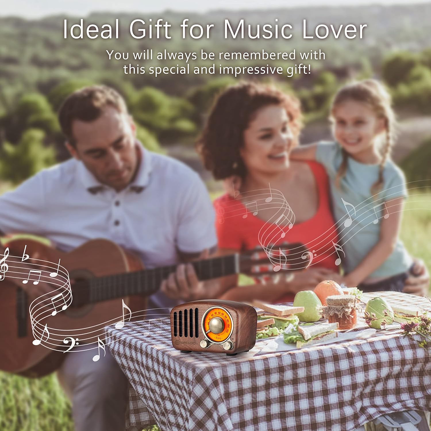 Buy now Vintage Greadio Walnut Wood Bluetooth Speaker Radio - Retro Style, Bass Enhancement, Loud Volume, Bluetooth 5.0, MP3 & FM Radio at indiglob india