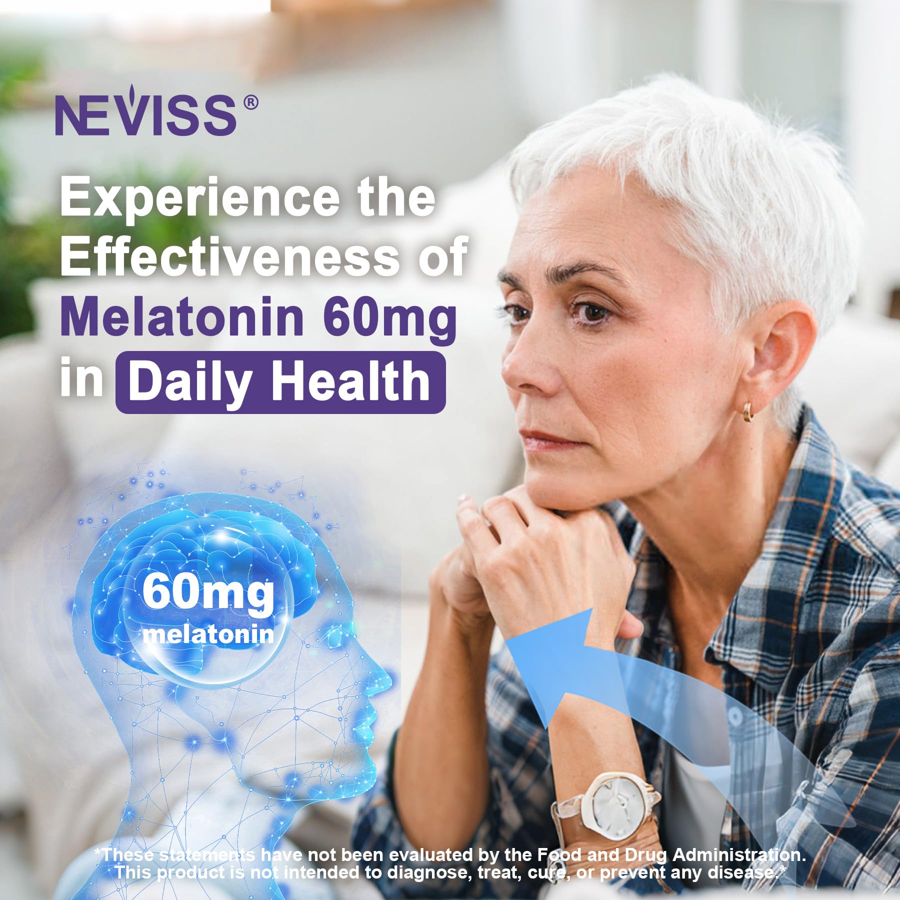Melatonin Gummies 60mg 30mg for 50+Adults, High Dose, Extra Strength, 120Ct | With Magnesium Glycinate, Vitamin B6, Ashwagandha & MSM, Non-Habit Forming, Sugar Free, Vegan, Blueberry Flavor