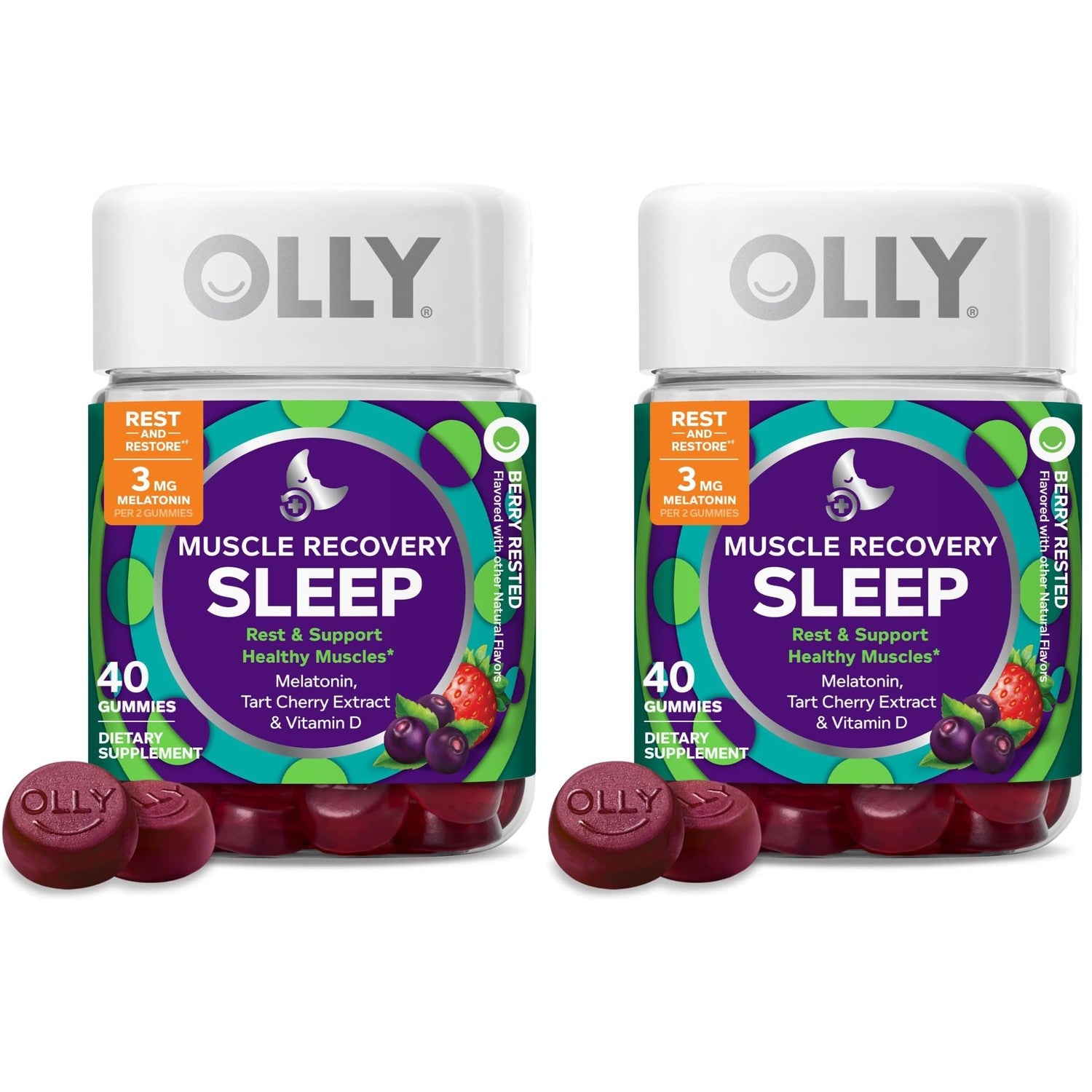 OLLY Muscle Recovery Sleep Gummy Supplement, Tart Cherry - 40 Count
