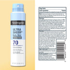 Neutrogena Ultra Sheer Dry Touch Sunscreen Spray, SPF 70, 3 x 5 oz | Broad Spectrum UVA/UVB Protection, Lightweight Spray, Water-Resistant up to 80 Minutes, PABA-, & Oxybenzone-Free