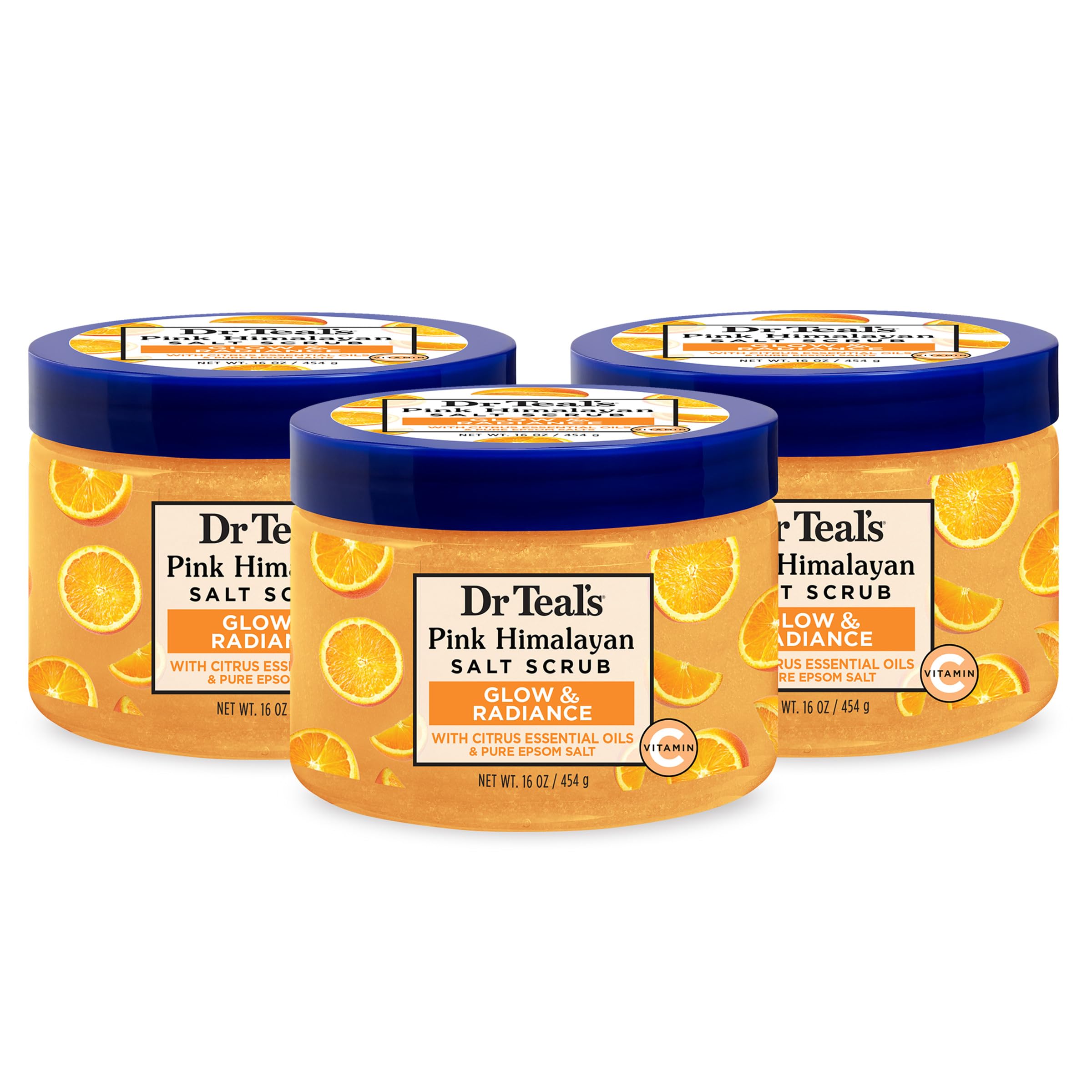 Dr Teal's Pure Epsom Salt Body Scrub, Relax & Relief with Eucalyptus & Spearmint Essential Oils, 16 oz (Pack of 3)