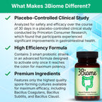 3Biome Natural Probiotic Supplement for Gut Health, Vegan, Gluten-Free | With Smart Probiotics to Improve Digestion and Regularity While Easing Gas, Bloating, and Stomach Discomfort, 30-Day Supply