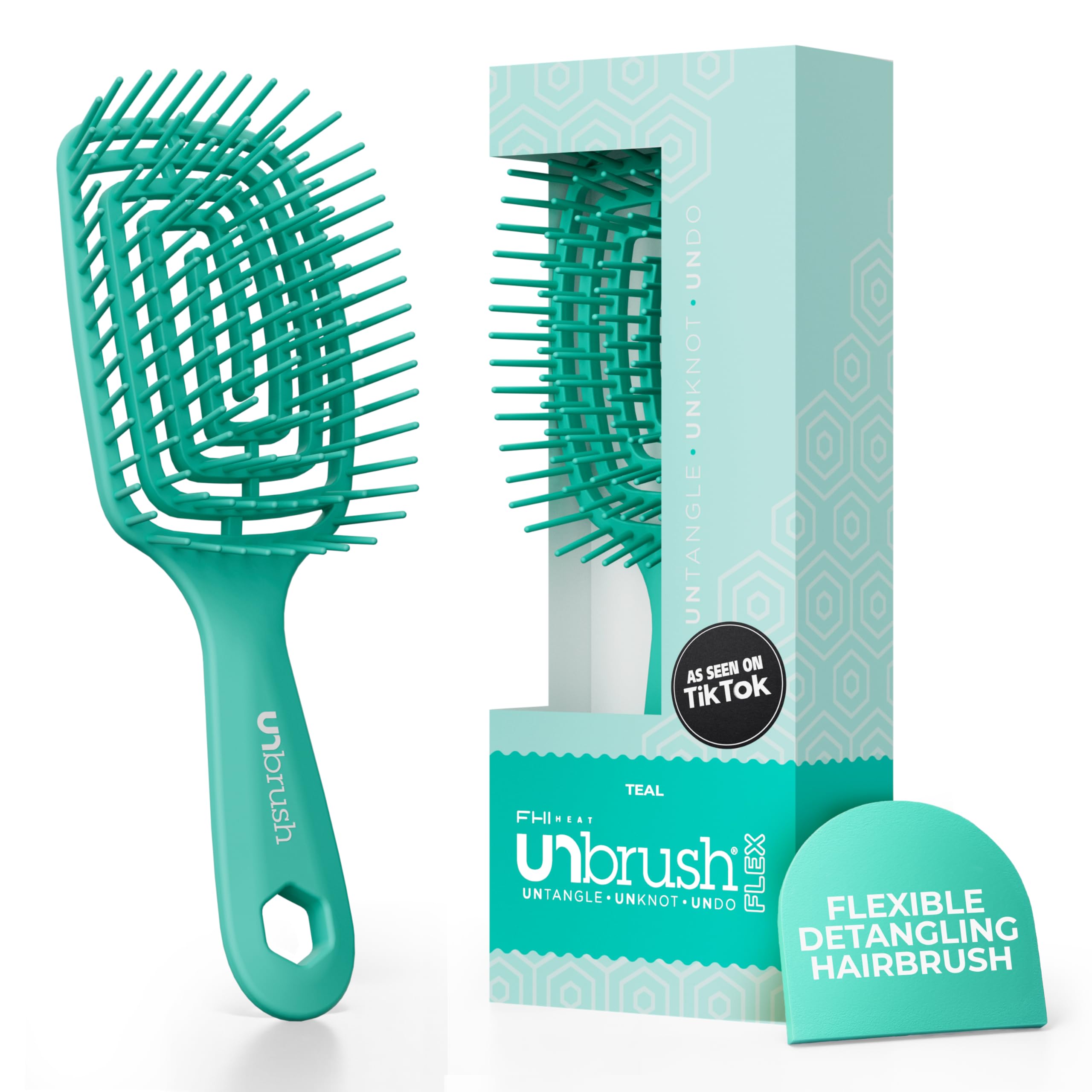 FHI Heat UNbrush Flex Detangling Brush - Ultra Flexible Hairbrush | DuoFlex Anti-Static Bristles for Removing Tangles, Massaging Scalp & Faster Styling - Pain-Free Hair Brush Detangler