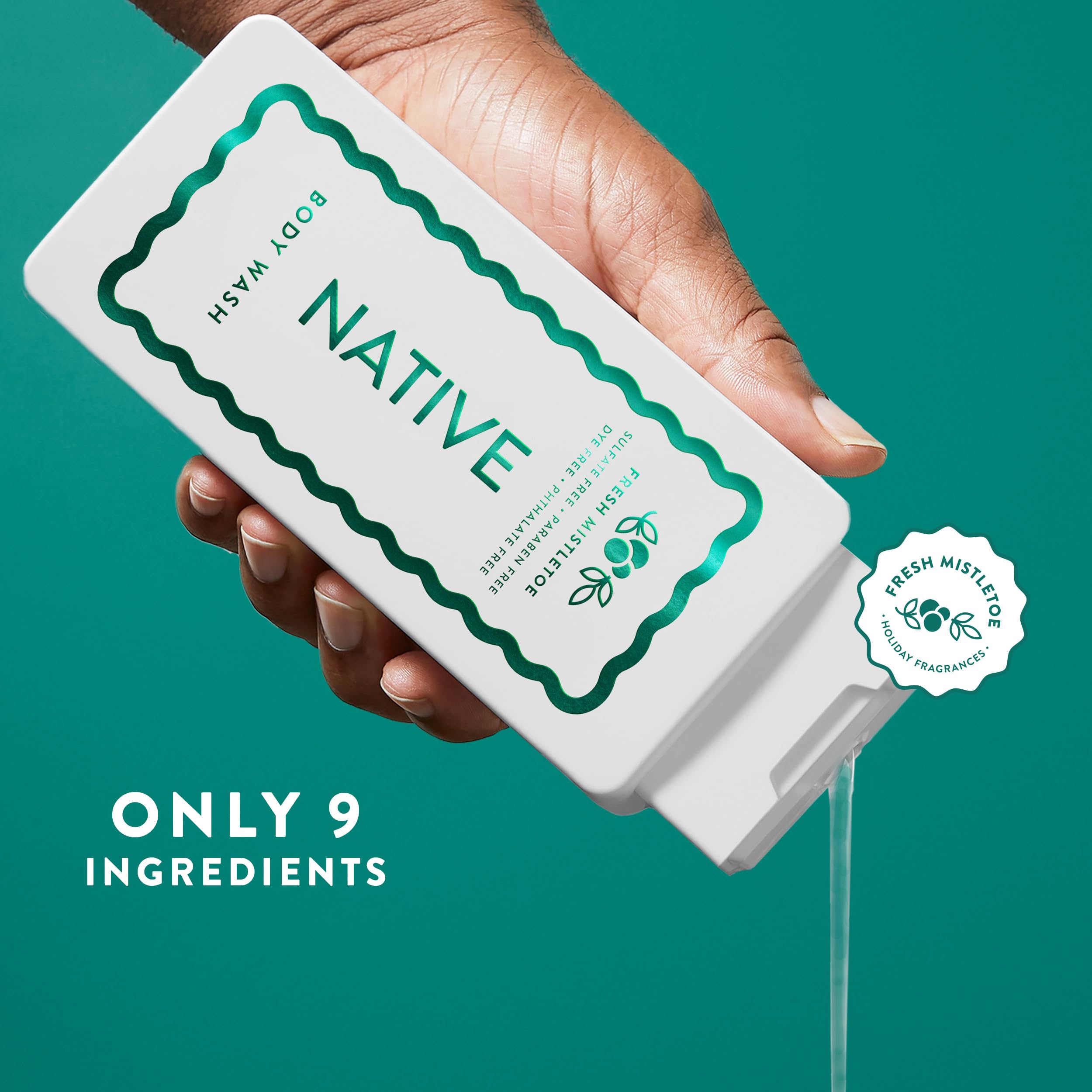 Buy now Native Body Wash, Holiday Edition, Fresh Mistletoe Scent, Contains Naturally Derived Ingredients | For Women & Men, Sulfate, Paraben, & Dye Free Leaving Skin Soft and Hydrated | 18 oz at indiglob india