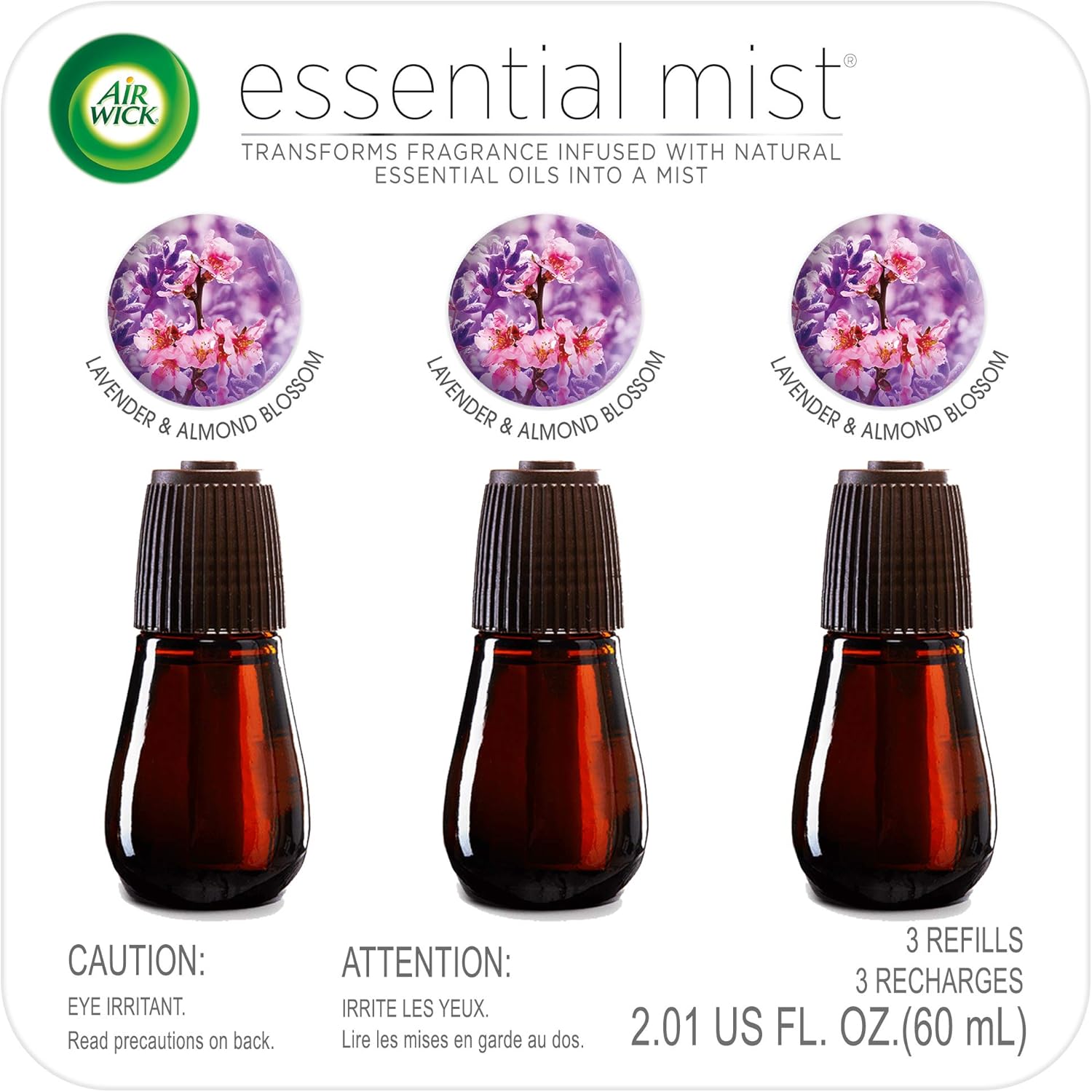 Buy now Air Wick Essential Mist, Essential Oil Diffuser Refill, Lemon Thyme, 1ct, Air Freshener 2.01 Fl Oz (Pack of 3) Lavender & Almond Blossom at indiglob india