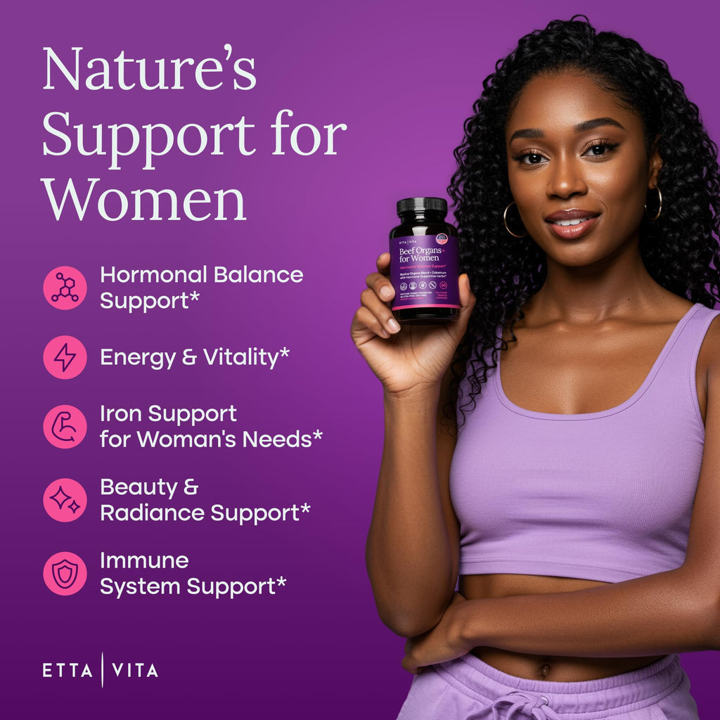 Primal Beef Organ Supplement for Women with Grass-Fed Ovary, Uterus & Liver | Bovine organ blend with kidney, heart, bone matrix, maca, ashwagandha, shatavari - energy support & hormone balance for women