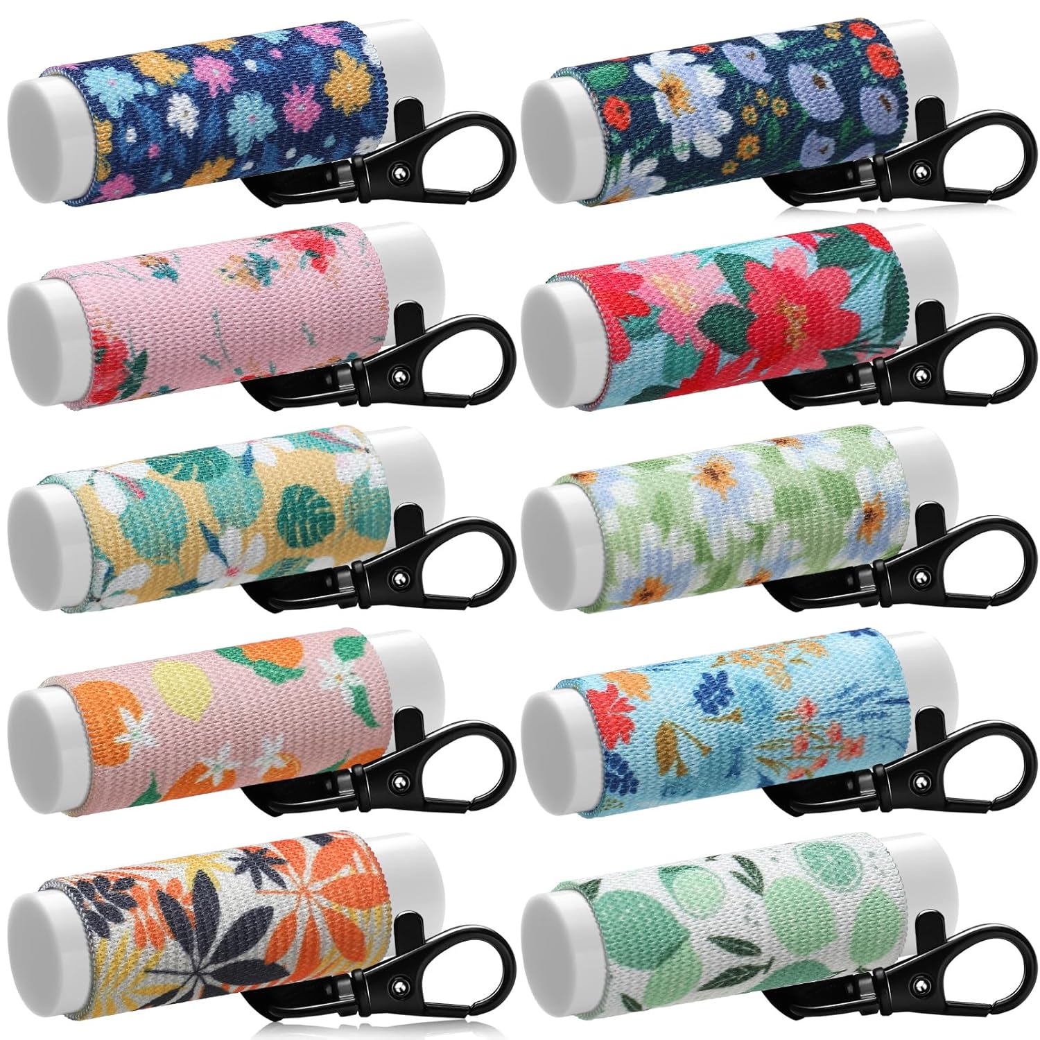 Buy now Sureio 10 Pack Lip Balm Holder Keychain Compact Clip On lipstick Lip Gloss Holder Keychain Elastic lipstick Sleeve Clip (Floral Style) Vintage Style at indiglob india