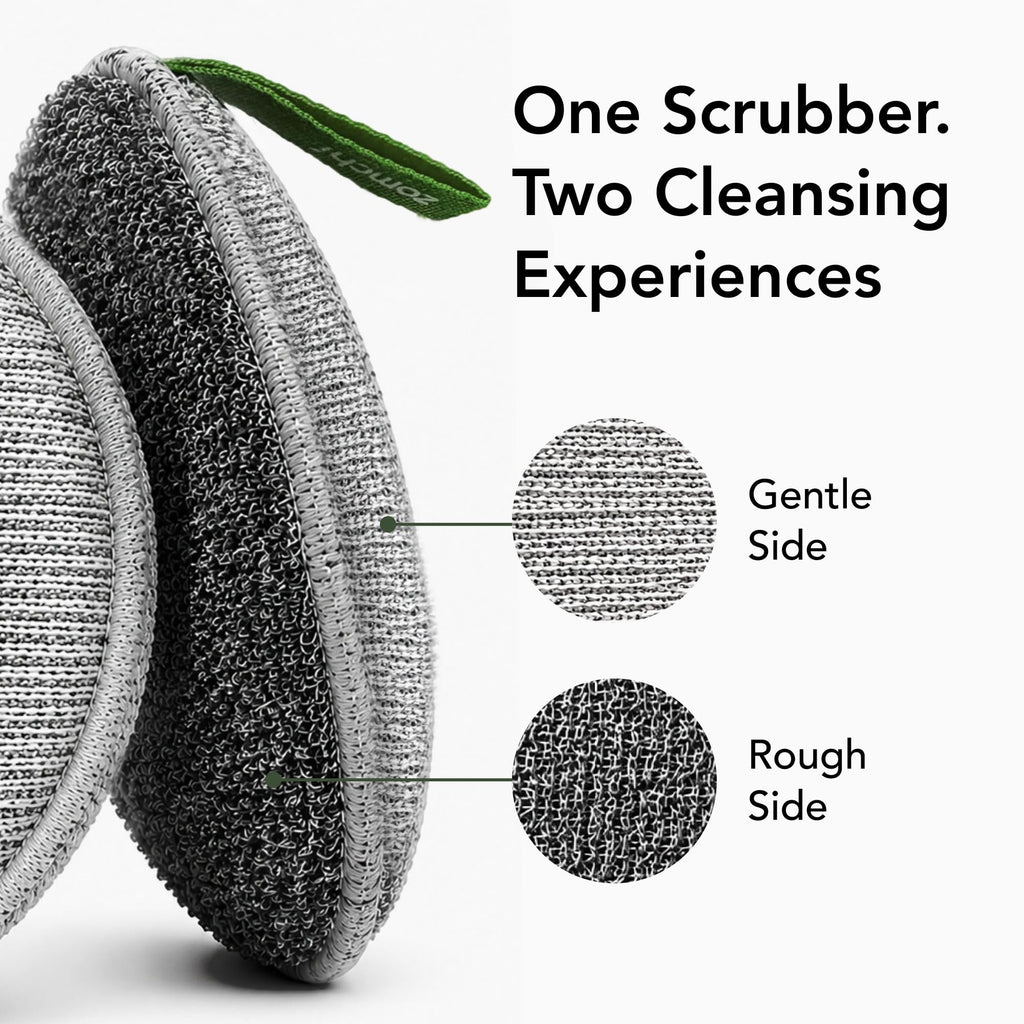 ZOMCHI Large Exfoliating Body Scrubber with Dual-Texture, 2 Pack, Grey