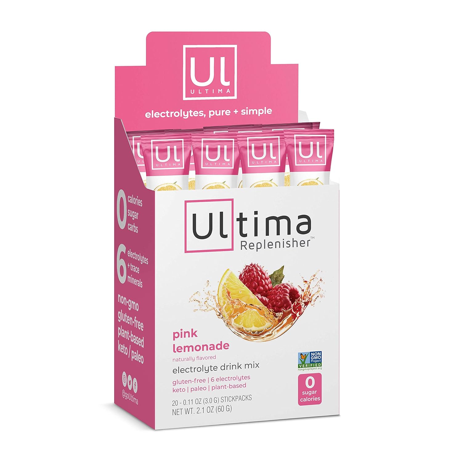 Buy now Ultima Replenisher Hydrating Electrolyte Powder, Grape, 20 Count Box, no Sugar, no Carbs, no Calories, Keto, Gluten-Free, Non-GMO, Vegan Pink Lemonade at indiglob india