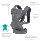 Buy now Infantino Flip 4-in-1 Convertible Baby Carrier, Adjustable, Ergonomic Babywearing, Registry Essential, Baby Carrier for Newborn to Toddler, Gray at indiglob india