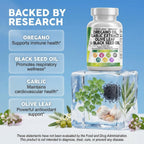 Clean Nutra Oregano Oil with Black Seed Oil Garlic Olive Leaf Extract - Oil of Oregano Capsules Immune Support Carvacrol & Thymoquinone Supplement for Women and Men + Elderberry Vitamin D3 & Zinc