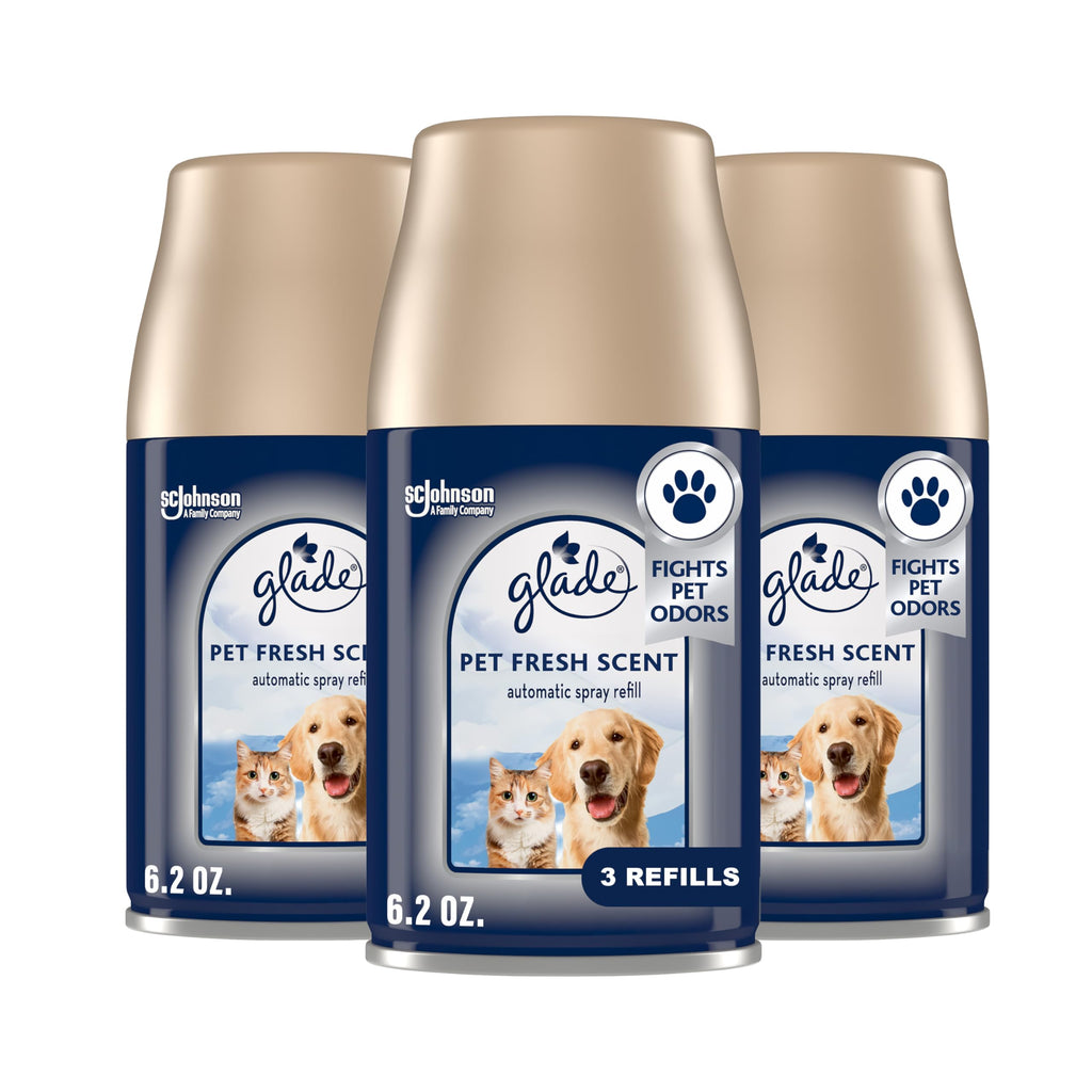 Glade Automatic Spray Refill, Pet Fresh Scent, Scented Air Freshener for Home and Bathroom, 6.2 Oz, 3 Count