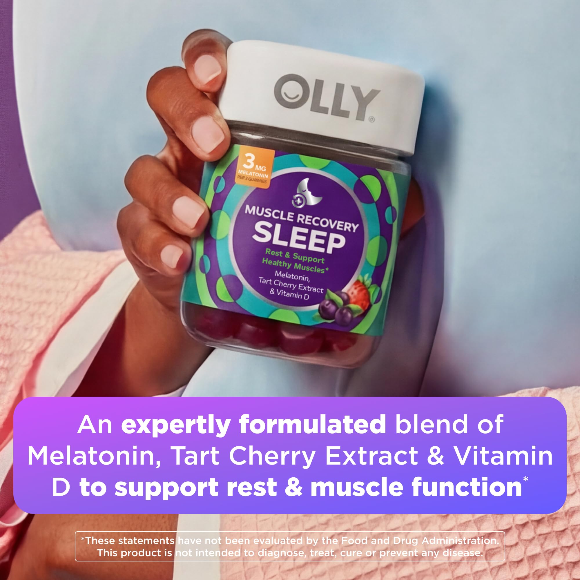 OLLY Muscle Recovery Sleep Gummy Supplement, Tart Cherry - 40 Count