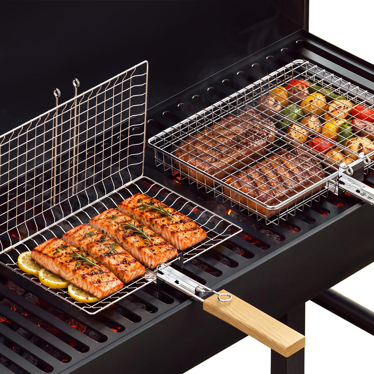 Nesting Grill Basket Set, BBQ Accessories, Outdoor Camping, Gifts for Men