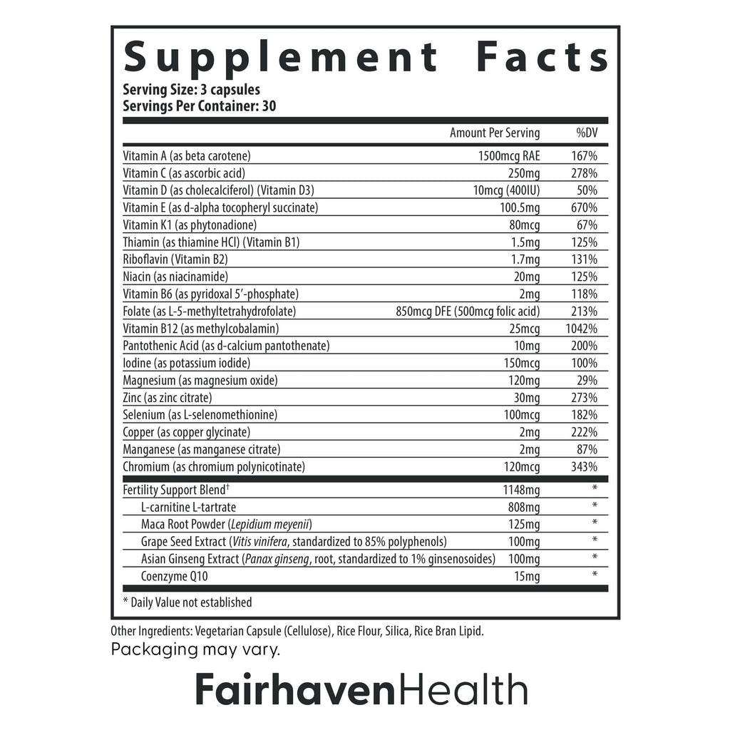 Fairhaven Health FertilAid for Men | Male Fertility Supplement for Count and Motility | Pre-Conception Support with L-Carnitine, CoQ10, Maca and Zinc | 90 Capsules | 1 Month Supply