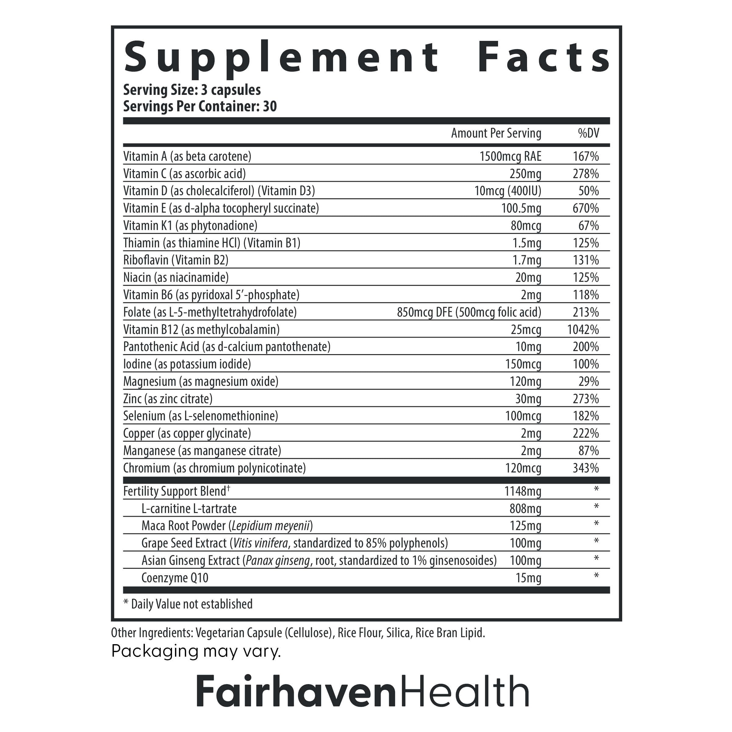 Fairhaven Health FertilAid for Men | Male Fertility Supplement for Count and Motility | Pre-Conception Support with L-Carnitine, CoQ10, Maca and Zinc | 90 Capsules | 1 Month Supply