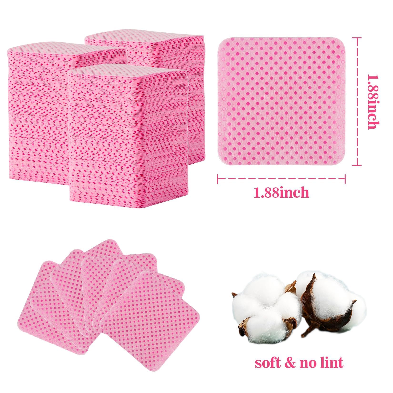 MAQIHAN 600 Lint Free Nail Wipes - Pink Nail Polish Remover Wipes Lint Free Nail Wipes Pads for Gel Nails No Lint Nail Glue Wipes Eyelash Extensions Toallitas Para Uñas Sin Pelusa Nail Supplies