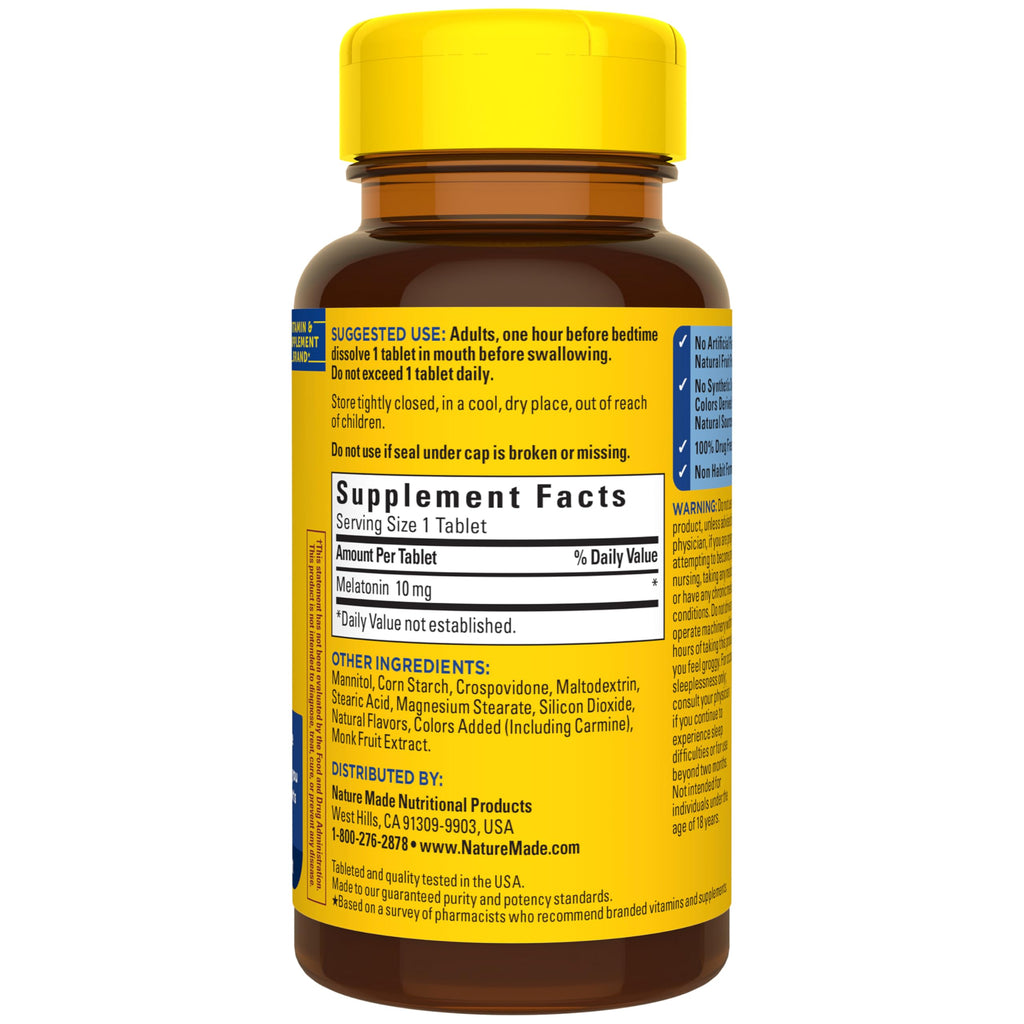 Nature Made Melatonin 10mg Fast Dissolve, Maximum Strength, 45 Tablets