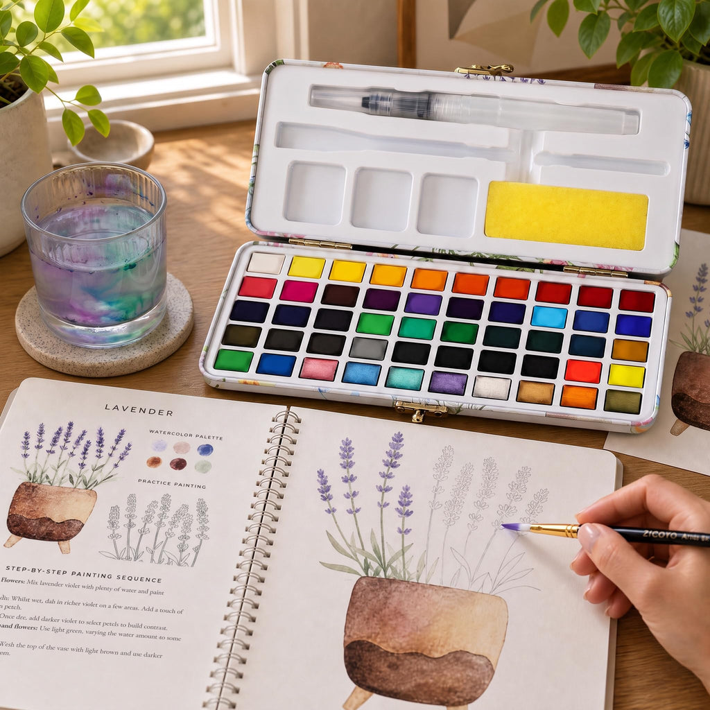 Beautiful Watercolor Workbook Paint Set for Beginners - Palette Kit