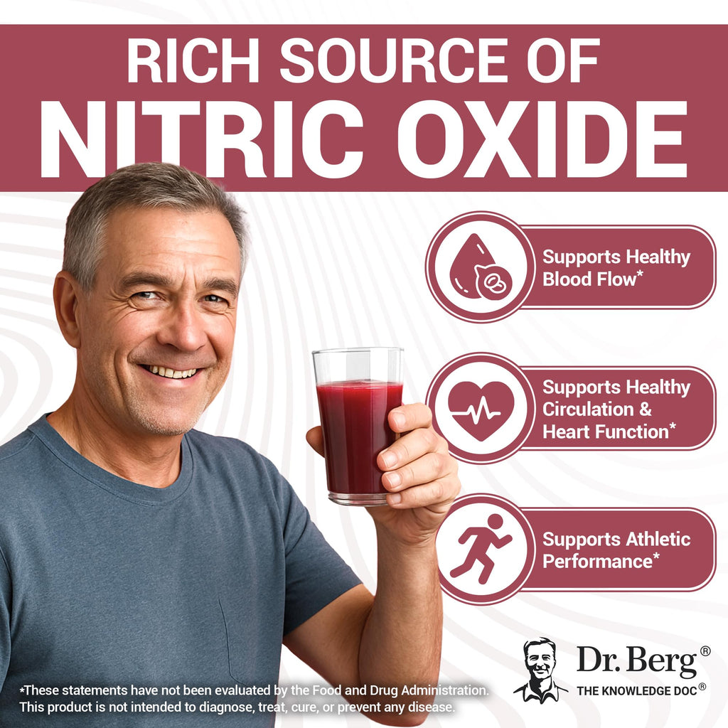 Dr. Berg Raw Organic Beet Powder from Real Earth-Grown Beets – USDA Certified Organic Beet Root Powder to Support Nitric Oxide Levels, Energy, Blood Flow, & Heart Health* – 30 Servings