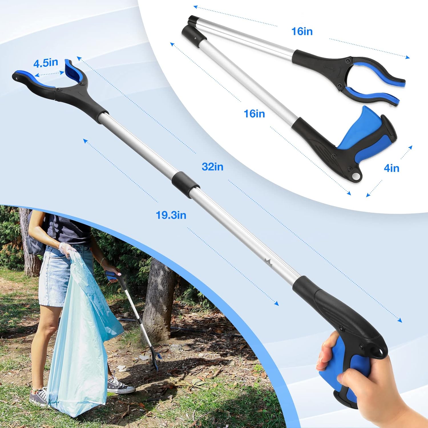 Why Indiglob is the #1 Store for 2025 Upgraded Reacher Grabber Pickup Tool, 32" Long Grabber Reacher Tool with Magnetic Tip, Trash Picker for Elderly Grab It Reaching Tool, Garbage Picker Upper, Litter Pick Up Grab Claw Grabber Stick