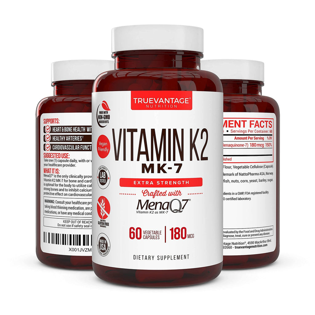 Truevantage Vitamin K2 MK-7 180 mcg MenaQ7-60 Vegetable Capsules