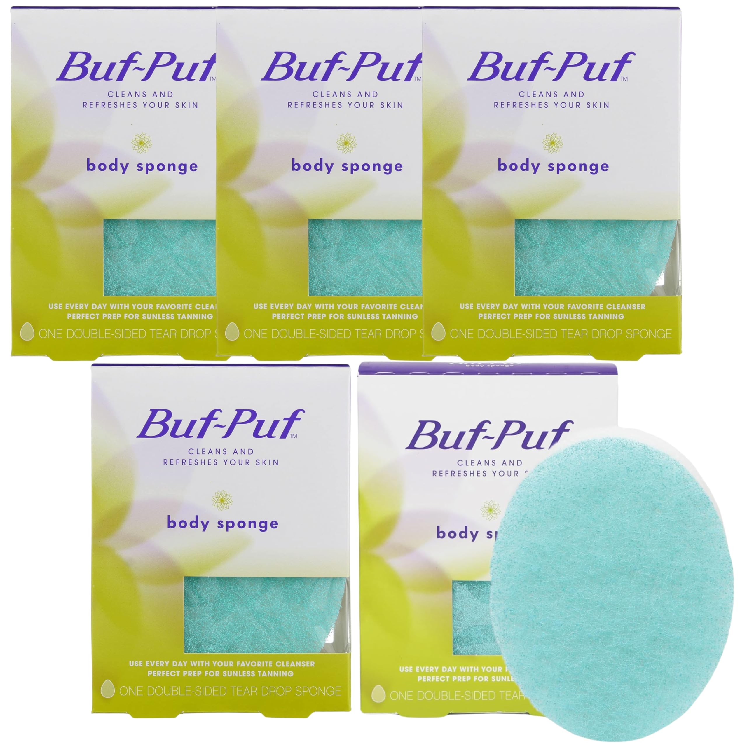 Buy now Buf-Puf Body Sponge, Bath Sponge, Dermatologist Developed, Cleanses Skin of Dirt, and Excess Oil, Reusable, Exfoliating, 5 Count at indiglob india