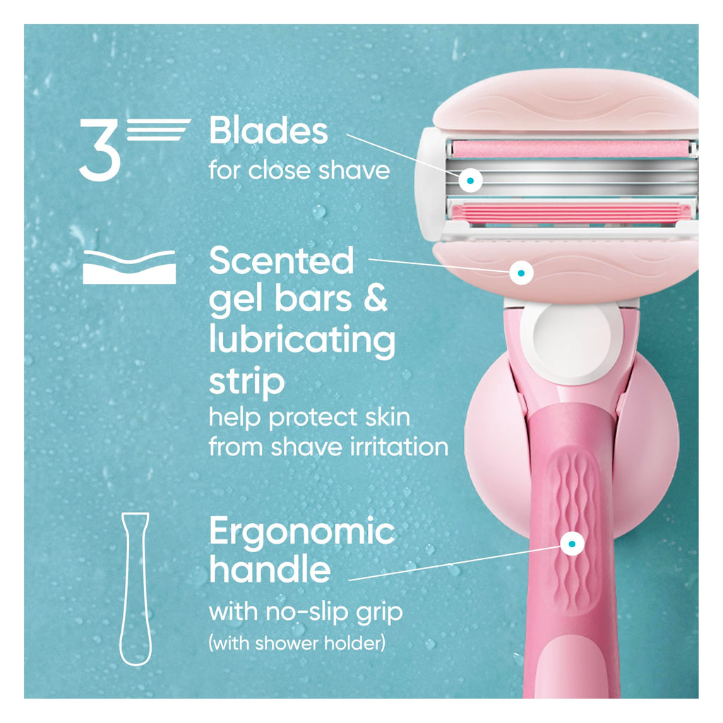 Gillette Venus ComfortGlide White Tea Women's Razor 1 Handle + 4 Blade Refills