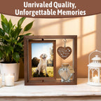 Dog Memorial Gifts for Loss of Pet - Rotating Wooden Frame for 4x6 Photo & Fur Hair Jar - Sympathy Gift for Pet Bereavement, Remembrance Keepsake - Rainbow Bridge Gift for Dog Lovers & Cat Lovers