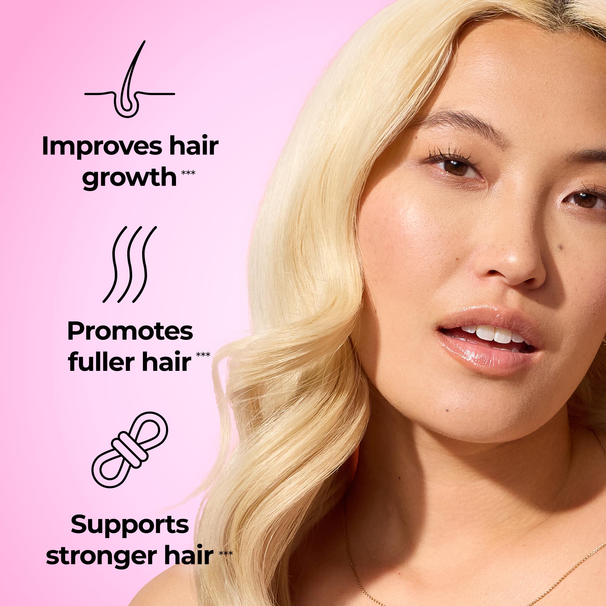 HUM Hair Strong Gummies Biotin, Zinc & Vitamin B12, Hair Growth, 60 Count | Folic Acid, Fo-Ti Root Extract, Biotin & Zinc, Vegan Strawberry Gummies, 3-Month Supply, Non-GMO
