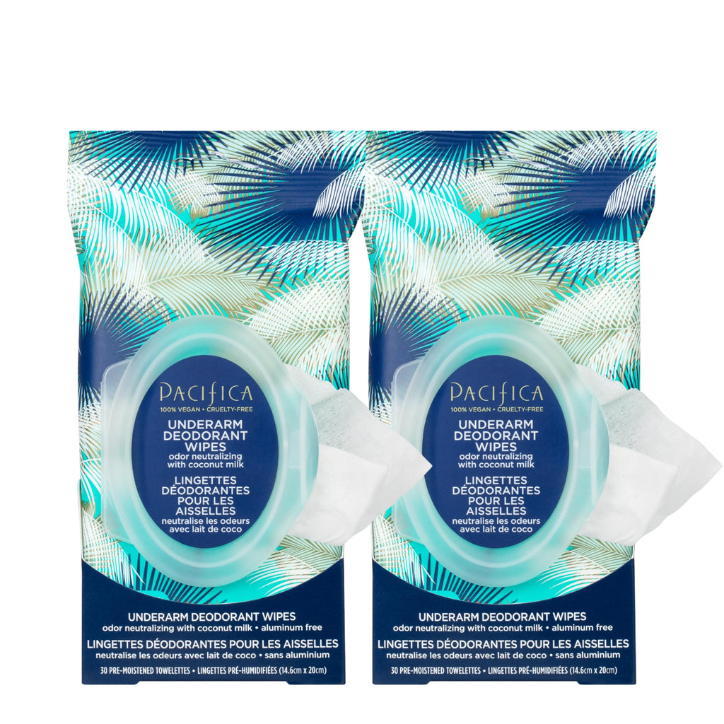 Pacifica Beauty Coconut Milk & Essential Oils Underarm Deodorant Wipes, Helps Remove Odor, Aluminum-Free, Vegan & Cruelty-Free, 30 Wipes (4-Pack)