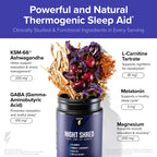 Night Shred Night Time Fat Burner & Natural Sleep Support, 30 Servings | Ashwagandha, 5-HTP, CLA & Melatonin; Appetite suppressant; Supports sleep & fat burning; 60 vegetarian capsules