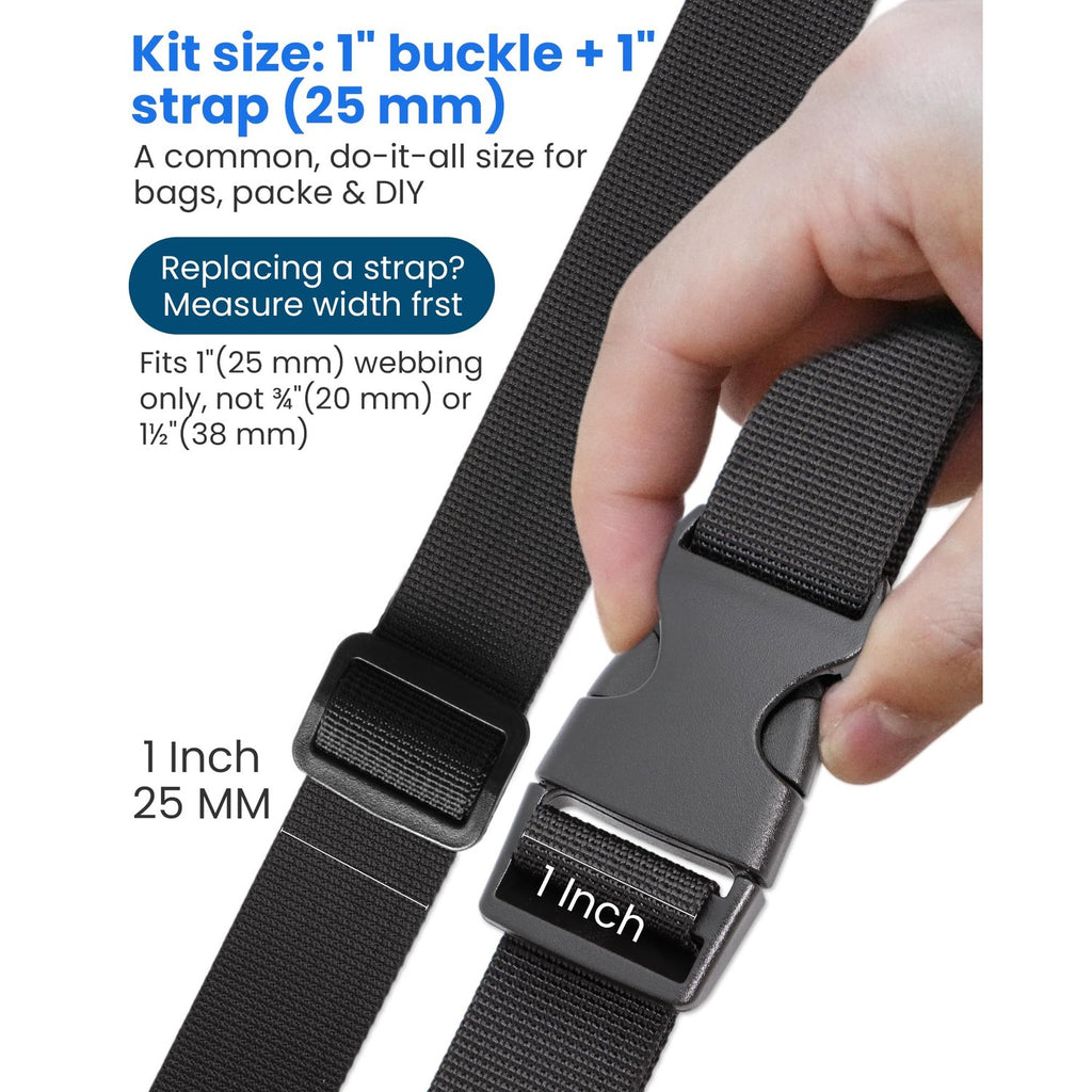 1-Inch Buckle and Strap Kit, 6-Yard Polyester Webbing, 6 Buckles