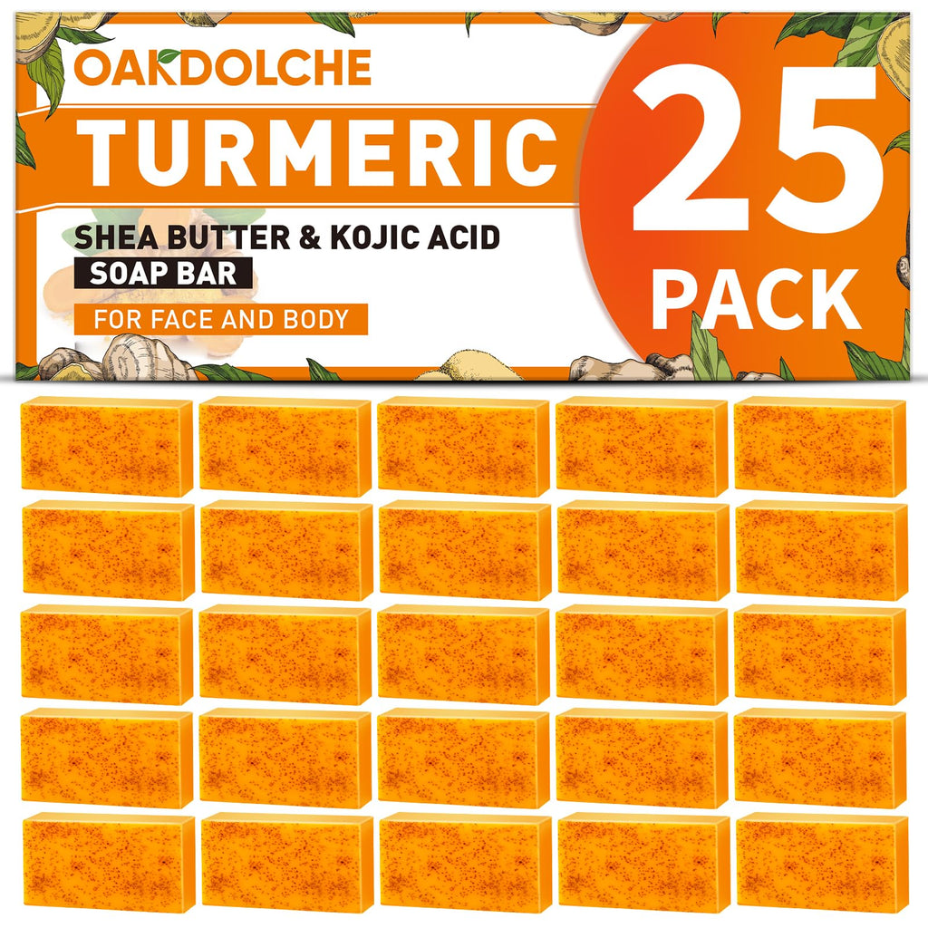 5 Pcs 80g Turmeric Kojic Acid Soap Bars with 2 Foaming Mesh Nets | Infused with Retinol, Collagen, Vitamin E & Shea Butter, SLS-Free, Gentle for Face, Body & Underarms, Fits Oily & Dry Skin