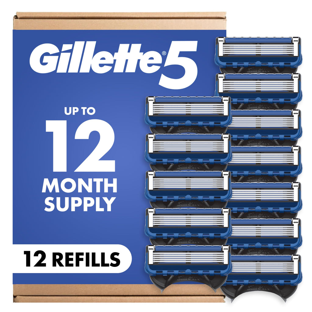 Buy now Gillette5 Mens Razor Blade Refills, 12 Count, Lubrastrip for a More Comfortable Shave at indiglob india