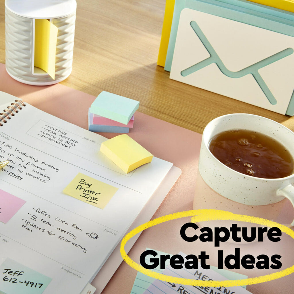 Post-it Notes, 3 x 3 in, The Iconic Canary Yellow Note, 12 Lined Pads