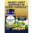 Lunakai USA Made Nattokinase Supplement – 400mg Natto Enzyme, 8000 FU per Serving – Heart & Circulation Support – Non-GMO, 60ct, 4000 FU Capsule