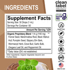 ParaGuard Cleanse Liquid Organic Detox - Organic Intestinal Guard Formula Supplement for Humans with Black Walnut Wormwood Clove & Oregano Tincture - Natural Herbal Intestine Body Gut Cleanser 2 oz