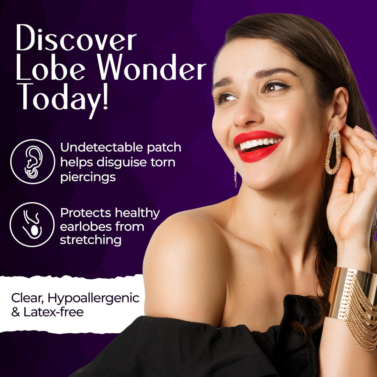 Lobe Wonder The ORIGINAL Earring Support Patches – 60 Clear & Latex-Free