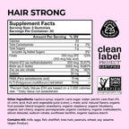 HUM Hair Strong Gummies Biotin, Zinc & Vitamin B12, Hair Growth, 60 Count | Folic Acid, Fo-Ti Root Extract, Biotin & Zinc, Vegan Strawberry Gummies, 3-Month Supply, Non-GMO