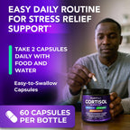 Cortisol Reducer for Men & Women with Ashwagandha & Magnesium, Vegan