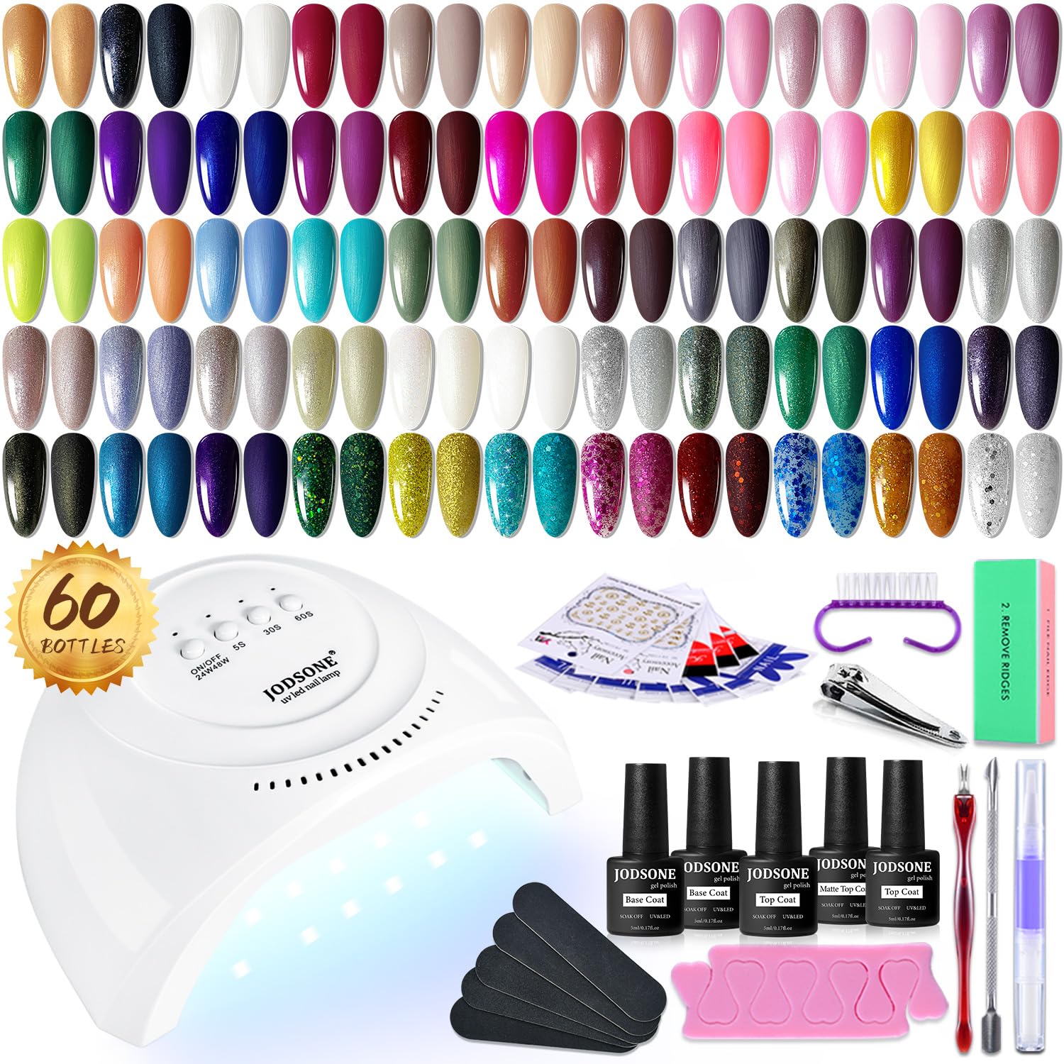 Buy now JODSONE 36 PCS Gel Nail Polish Set-32 Colors Gel Polish Kit Base Coat Glossy Matte and Glitter Top Coat Nail Polish Set Green Blue Red Pink Collection Gifts for Women 60KIT 10 at indiglob india