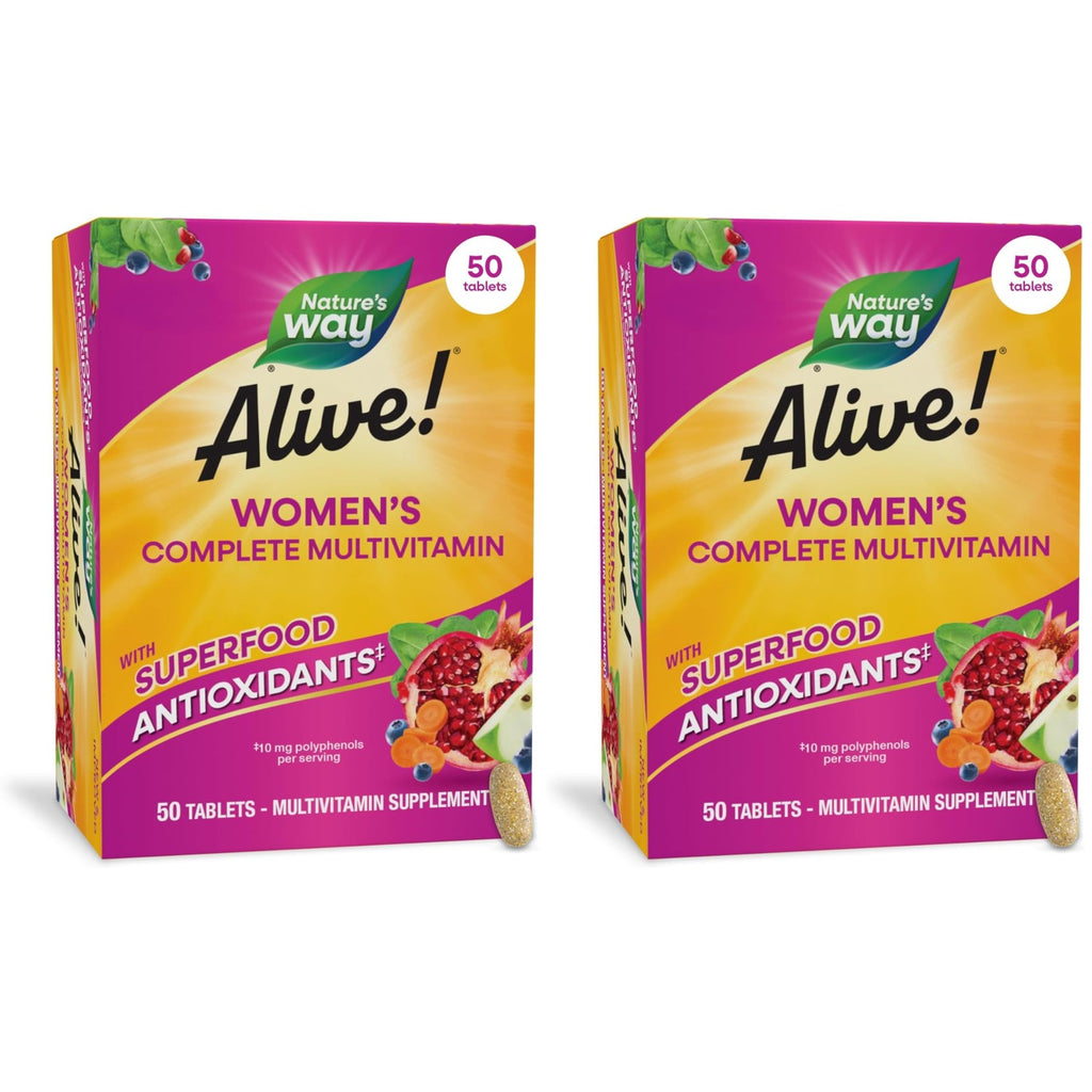 Nature's Way Alive! Complete Multivitamin for Women, Daily Vitamin, 130 ct | Women’s Vitamin Tablets Supports Cellular Energy Metabolism, Hair, Skin & Nails*, B-Vitamins, with Superfood Antioxidants