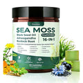 Sea Moss Gummies 16-1, Black Seed Oil Ashwagandha Turmeric Bladder Wrack Vitamin C Vitamin D3 Elderberry Manuka Dandelion Yellow Dock Apple Cider Vinegar for Men & Women