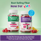 Physician's CHOICE Fiber Gummies for GLP-1 Support - No Sugar Added & Vegan - Raspberry Lemon - Natural Chicory Root Prebiotic Fiber Gummy - Digestive Health & Regularity for Women & Men - 60CT