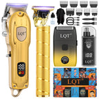 Hair Clippers for Men with LED Display, 4-Piece Cordless Grooming Kit with Hair Clipper, Beard Trimmer, Foil Shaver & Nose Trimmer, Complete Set for Home Barber